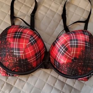 NWOT Victoria Secret red plaid very sexy bra 36B